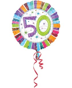 GLOBO DE HELIO 50 CUMPELAÑOS COLORES