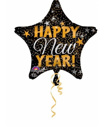 GLOBO DE HELIO ESTRELLA NEGRA FELIZ AÑO