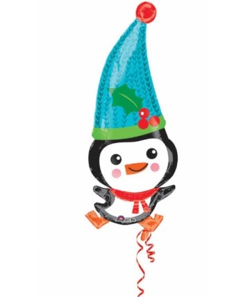 GLOBO DE HELIO PINGUINO SOMBRERO NAVIDEÑO