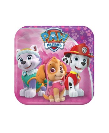 PLATOS PATRULLA CANINA PEQUEÑO CUADRADOS SKYE 8 UNIDADES