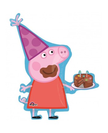 GLOBO DE HELIO PEPPA PIG COMIENDO TARTA DE CUMPLEAÑOS