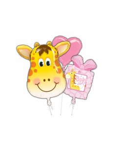 BOUQUET DE GLOBOS  JIRAFA ROSA