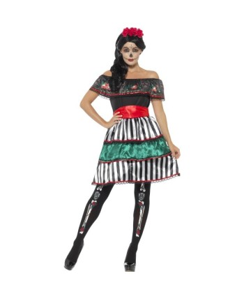 DISFRAZ DE ESQUELETO CALAVERA MEJICANA RAYAS