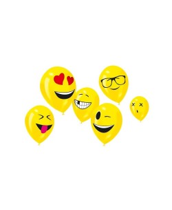 BOLSA 6 GLOBOS AMARILLOS EMOTICONOS