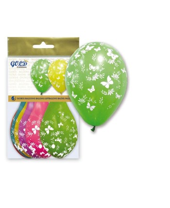 GLOBOS DE LATEX MARIPOSAS 6 UNIDADES