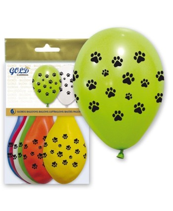 GLOBOS DE LATEX HUELLAS PERRITO 6 UNIDADES