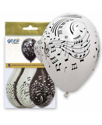 GLOBOS DE LATEX MUSICA 6 UNIDADES