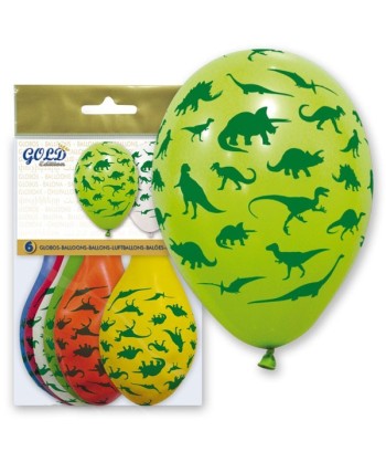 GLOBOS DE LATEX DINOSAURIOS 6 UNIDADES