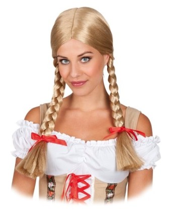 PELUCA TIROLESA 2 TRENZAS RUBIAS DELUXE