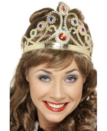 CORONA DE PRINCESA ADULTO DORADA CON PIEDRAS