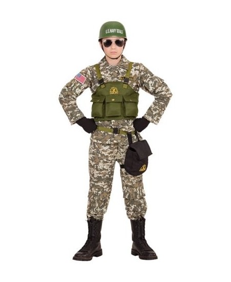 Disfraz de calavera de hombre militar para niños