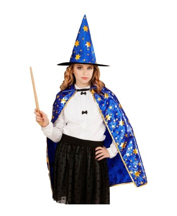 SET MAGO AZUL CAPA Y SOMBRERO CON ESTRELLAS