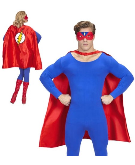 CONJUNTO SUPERHEROE ROJO CON RAYO PARA ADULTO