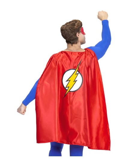 CONJUNTO SUPERHEROE ROJO CON RAYO PARA ADULTO