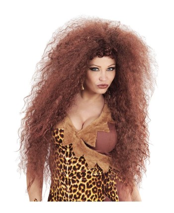 PELUCA CASTAÑA TROGLODITA ENCRESPADA 