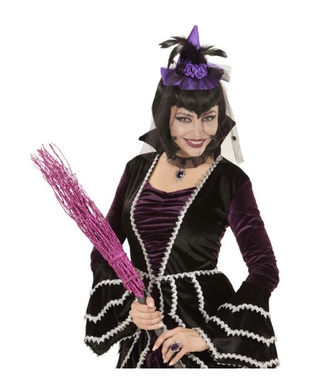 TOCADO DE GORRO DE BRUJA CON ARAÑAS EN TUL