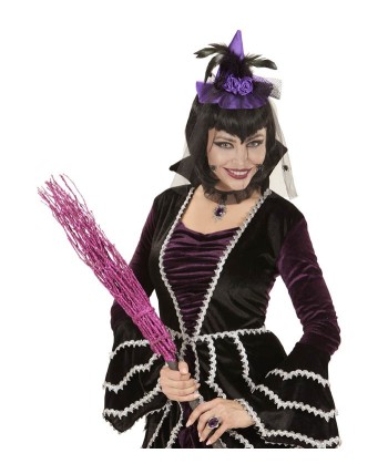 TOCADO DE GORRO DE BRUJA CON ARAÑAS EN TUL