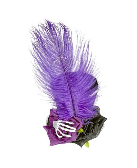 TOCADO MANO ESQUELETO CON PLUMA LILA