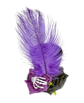TOCADO MANO ESQUELETO CON PLUMA LILA