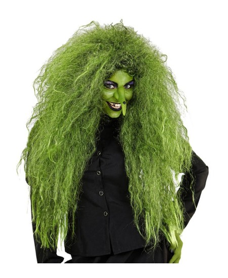 PELUCA VERDE BRUJA ENCRESPADA 