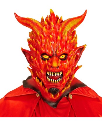 CARETA DE DEMONIO EN LLAMASCON CUERNOS