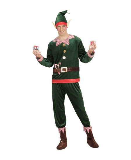 DISFRAZ DE ELFO NAVIDEÑO CON OREJAS PUNTEAGUDAS PARA HOMBRE