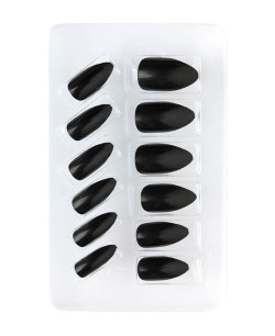 UÑAS NEGRAS CON ADHESIVO 12 UNIDADES 2