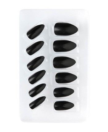 UÑAS NEGRAS CON ADHESIVO 12 UNIDADES