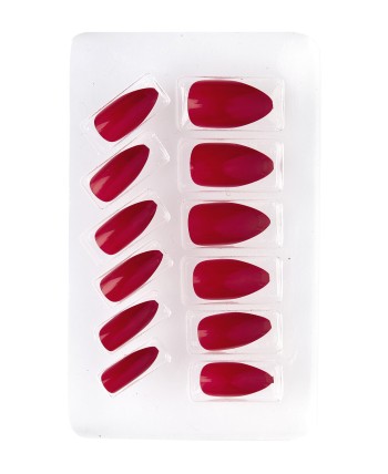 UÑAS ROJAS CON ADHESIVO 12 UNIDADES