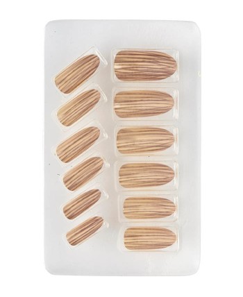 UÑAS COLOR CARNE CON LINEAS ADHESIVO 12 UNIDADES