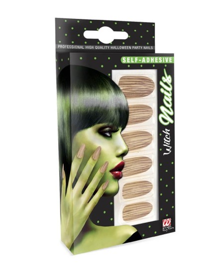 UÑAS COLOR CARNE CON LINEAS ADHESIVO 12 UNIDADES