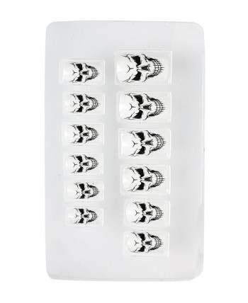 UÑAS CALAVERAS CON ADHESIVO 12 UNIDADES