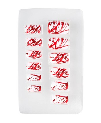 UÑAS ENSANGRENTADAS CON ADHESIVO 12 UNIDADES