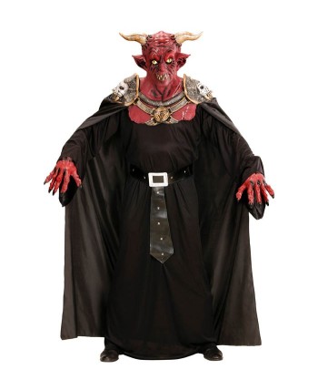 CAPA NEGRA CON CALAVERAS DE LATEX Y MASCARA DEMONIO