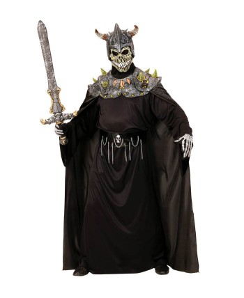 CAPA NEGRA CON PINCHOS DE LATEX Y MASCARA ESQUELETO