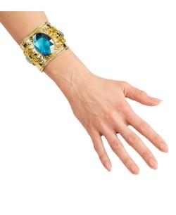 BRAZALETE EGIPCIA DORADO CON PIEDRA AZUL 2