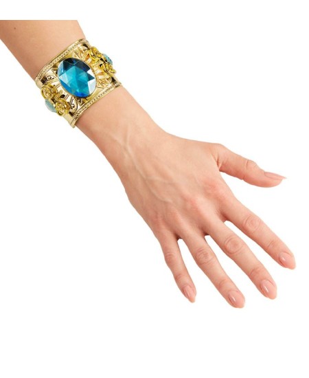 BRAZALETE EGIPCIA DORADO CON PIEDRA AZUL