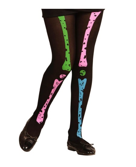 MEDIAS NEGRAS CON HUESOS NEON INFANTILES