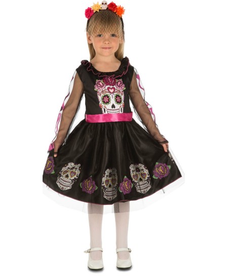 DISFRAZ DE CALAVERA MEXICANA FALDA PARA NIÑA