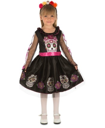 DISFRAZ DE CALAVERA MEXICANA FALDA PARA NIÑA