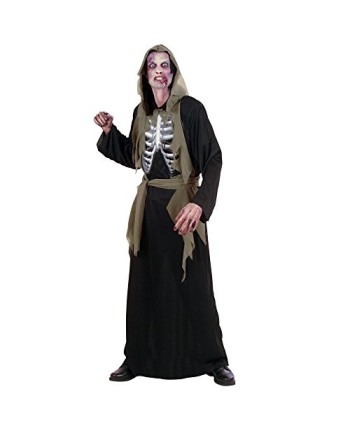 DISFRAZ DE ZOMBIE TUNICA CON HUESOS HOLOGRAFICOS