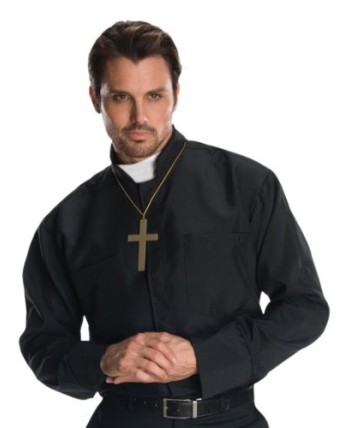 CAMISA CURA CON ALZACUELLOS Y CRUZ 