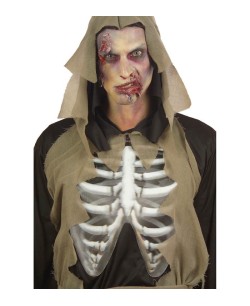 DISFRAZ DE ZOMBIE TUNICA CON HUESOS HOLOGRAFICOS 2