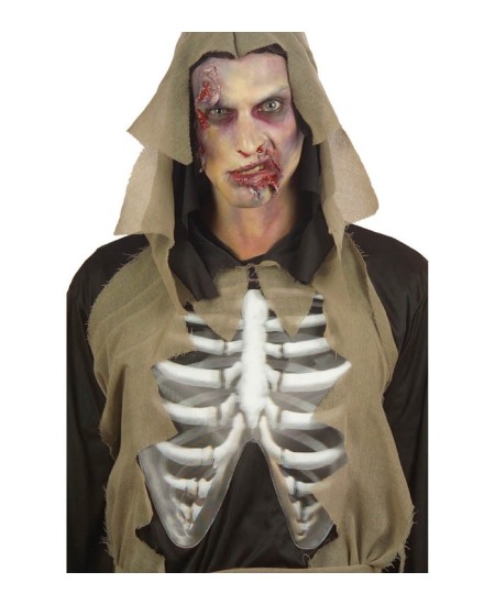 DISFRAZ DE ZOMBIE TUNICA CON HUESOS HOLOGRAFICOS
