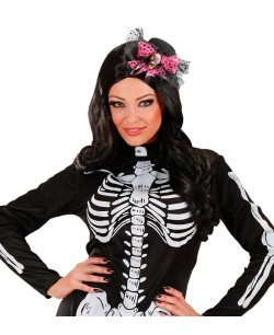 TOCADO NEGRO DECORADO CALAVERA Y TUL 2