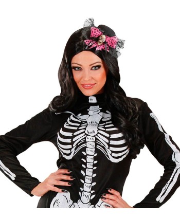 TOCADO NEGRO DECORADO CALAVERA Y TUL