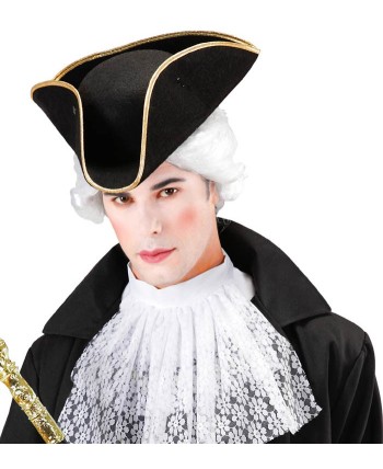 TRICORNIO NEGRO CON BORDE DORADO