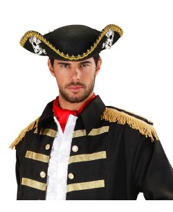 SOMBRERO TRICORNIO PIRATA CON CALAVERAS 2
