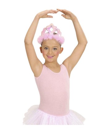 TIARA ROSA CON MARABU Y PERLAS