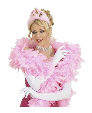 TIARA ROSA CON MARABU Y PERLAS